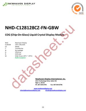 NHD-C128128CZ-FN-GBW datasheet  